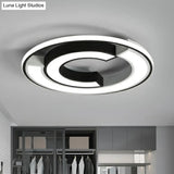 Nordic Black C Shaped Metal Led Flushmount Ceiling Light For Bedroom