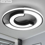 Nordic Black C Shaped Metal Led Flushmount Ceiling Light For Bedroom / 16 White