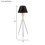 Nordic Black Geometric Tripod Floor Lamp: Stylish Metal Standing Light For Study Room