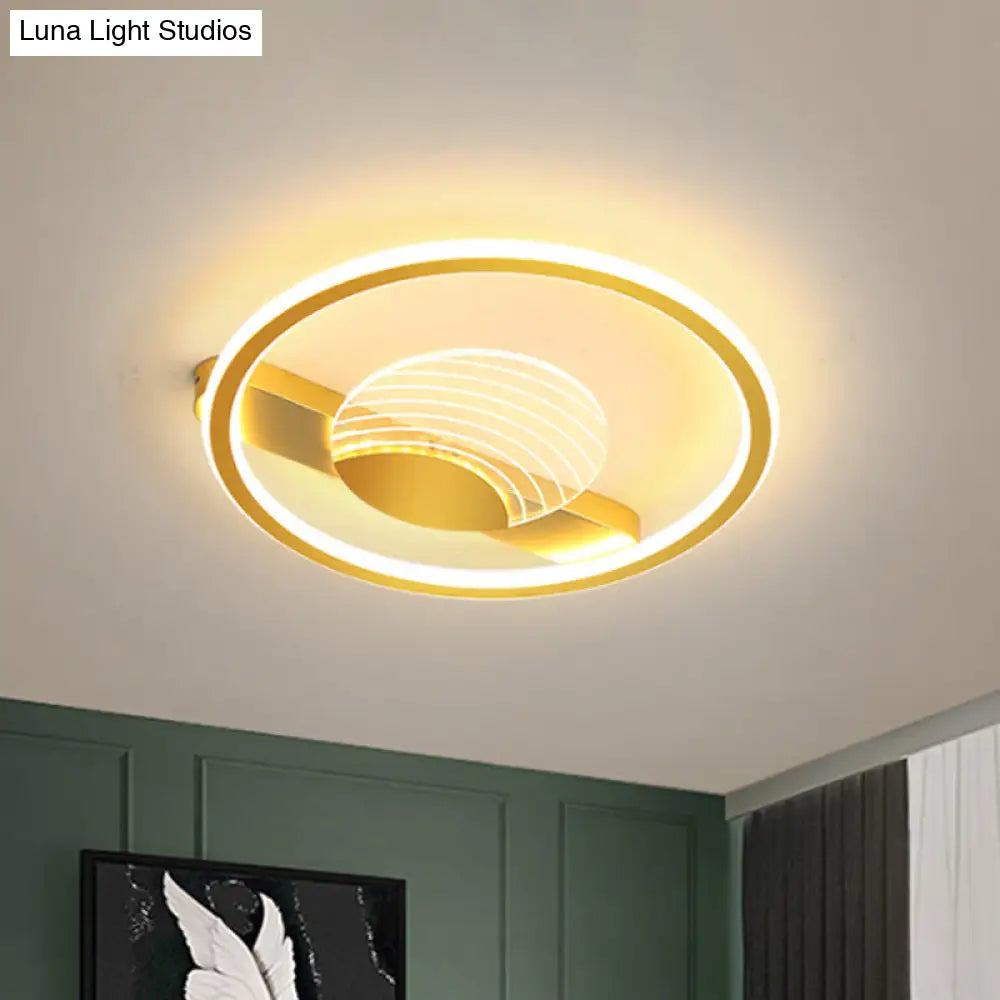 Nordic Black/Gold Acrylic Led Flush Mount Ceiling Lamp For Bedroom