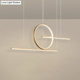 Nordic Black/Gold Metal Pendant Lighting With Dual Lines - Led Island Light Fixture In Warm/White