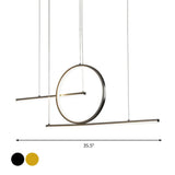 Nordic Black/Gold Metal Pendant Lighting With Dual Lines - Led Island Light Fixture In Warm/White