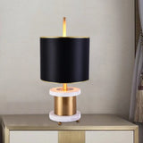 Nordic Black Metal Bedside Lamp - Stylish 1-Head Nightstand Light With Fabric Shade