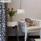 Nordic Brass Pendant Light With Clear Wavy Glass - 1-Bulb Suspended Fixture