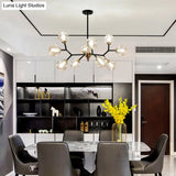Nordic Bubble Hanging Lamp Kit - Clear/Amber/Smoke Gray Dimpled Glass Chandelier Ideal For Dining