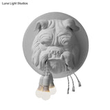 Nordic Bulldog Resin Sconce Wall Lamp - White/Black 3 Heads For Living Rooms