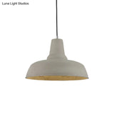 Nordic Cement 1-Head Pendant Light With Carved Interior – Barn Kitchen Bar Grey/White/Beige