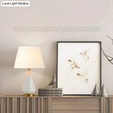 Nordic Ceramic Diamond Night Light With Fabric Empire Shade - Single Table Lamp