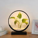 Nordic Circle Table Lamp With Hydroponics Plant Pot Design And Led Night Light Black / Warm
