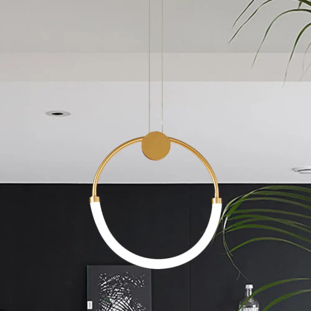 Nordic Acrylic Circular Chandelier - Gold Pendant Lighting With 1/3 Bulbs In Warm/White Light