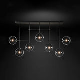 Nordic Clear Glass 7-Bulb Black/Gold Sphere Island Pendant Light For Living Room Black
