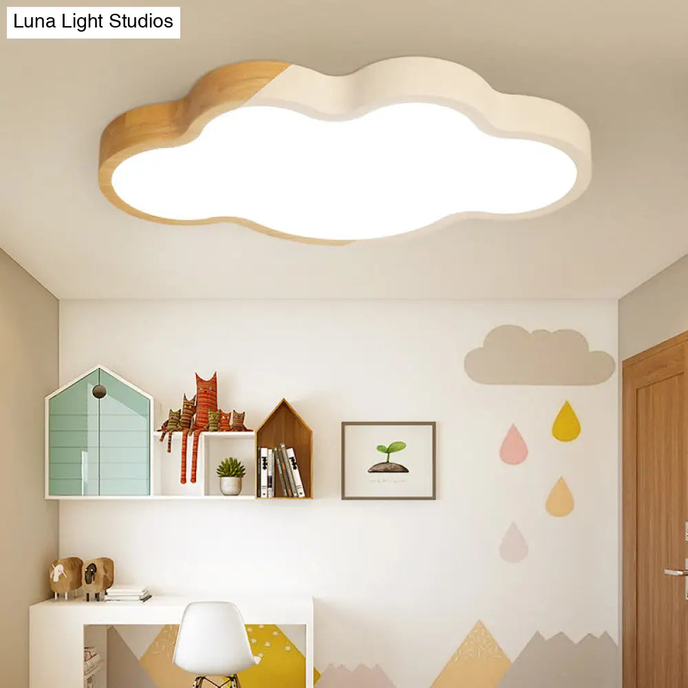 Nordic Cloud Shape Led Ceiling Light For Kid’s Bedroom - Acrylic Flush Mount Energy Saving
