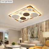 Nordic Coffee Led Flush Mount Metal Circles Ceiling Light For Living Room