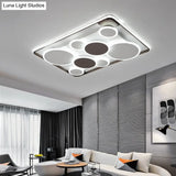 Nordic Coffee Led Flush Mount Metal Circles Ceiling Light For Living Room