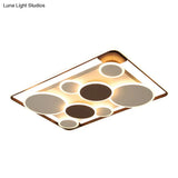 Nordic Coffee Led Flush Mount Metal Circles Ceiling Light For Living Room
