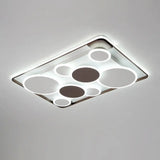 Nordic Coffee Led Flush Mount Metal Circles Ceiling Light For Living Room / White Rectangle