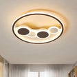 Nordic Coffee Led Flush Mount Metal Circles Ceiling Light For Living Room / White Round