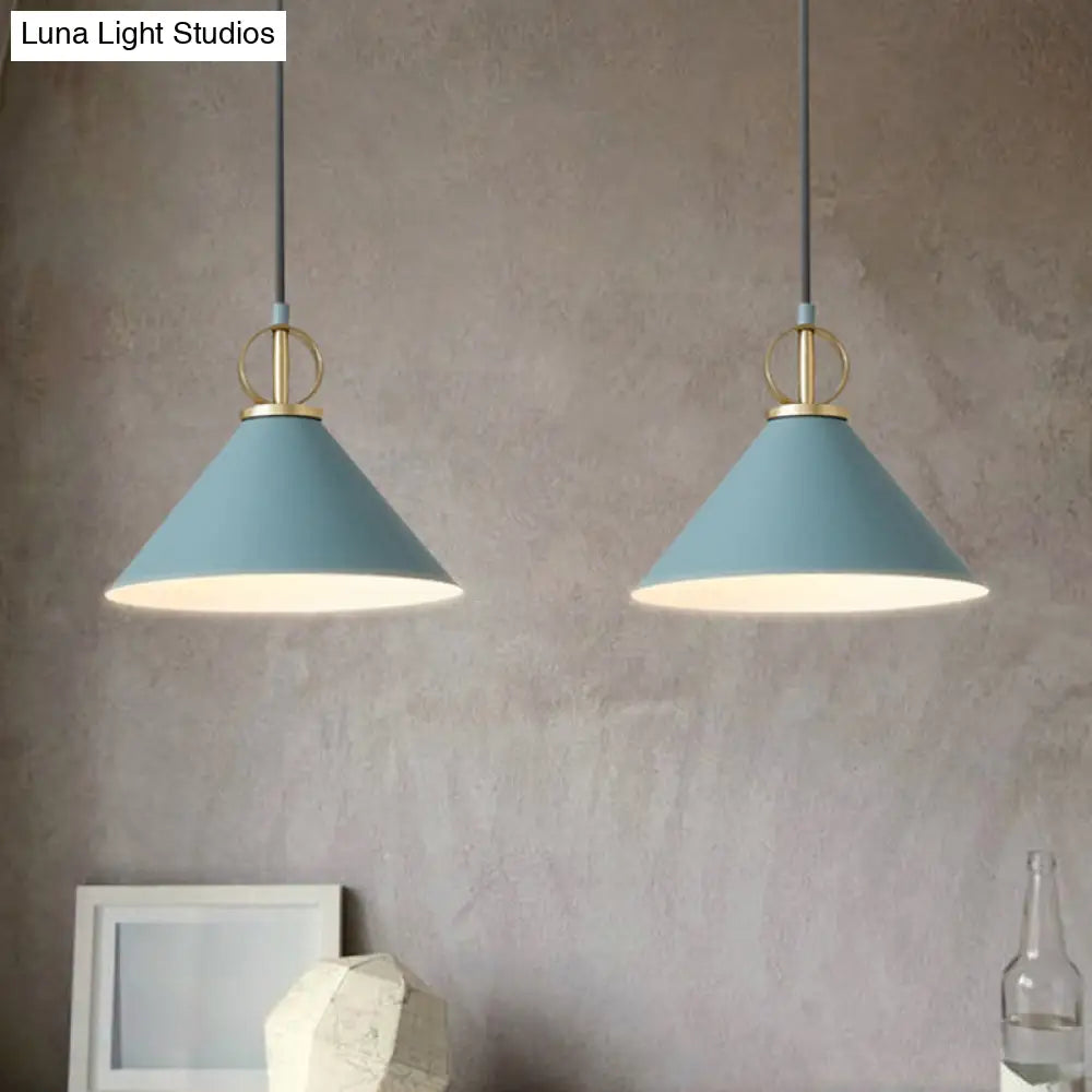 Nordic Cone Pendant Light For Dining Room - Single Bulb Suspension With Metal Design