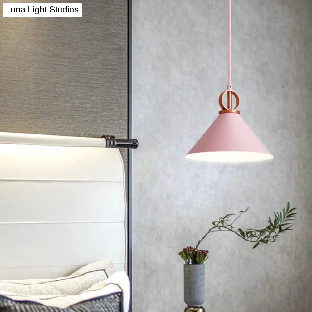 Nordic Cone Pendant Light For Dining Room - Single Bulb Suspension With Metal Design