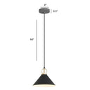 Nordic Cone Pendant Light For Dining Room - Single Bulb Suspension With Metal Design Black