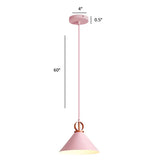 Nordic Cone Pendant Light For Dining Room - Single Bulb Suspension With Metal Design Pink