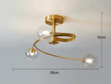 Nordic Creative Rotate Bedroom Room Lamp Copper Ceiling 3 Transparent Color / Without Bulb