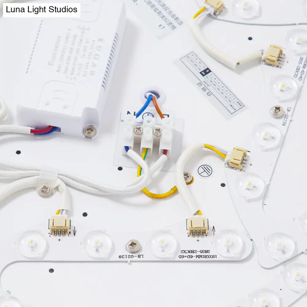 Nordic Crescent & Moon Led Ceiling Light For Kindergarten - Acrylic Wood Finish