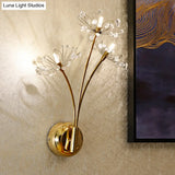 Nordic Crystal 3-Light Gold Wall Sconce For Living Room Decor