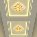 Nordic Crystal Flush Mount Light: Floral Led Purple Ceiling Fixture For Corridor / Warm