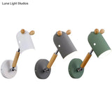 Nordic Deer Swing Arm Bedroom Wall Lamp With Metal Fixture And Bulb