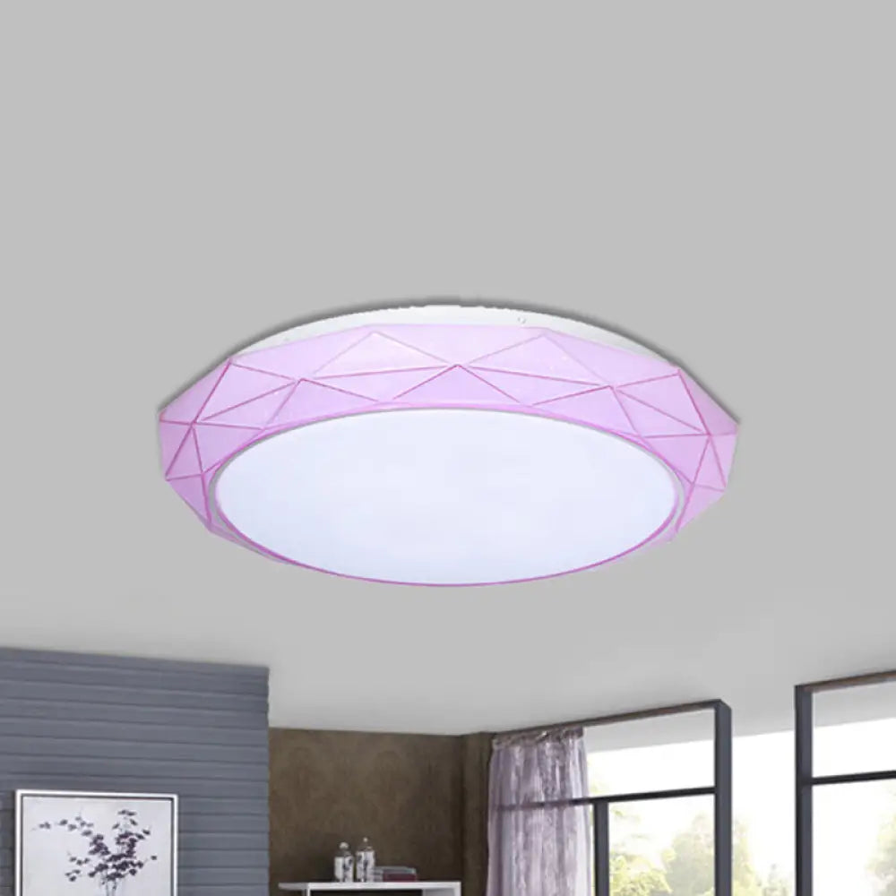Nordic Diamond Flush Ceiling Light With Led 16’/19.5’ Diameter In White/Pink/Blue Shades Pink /