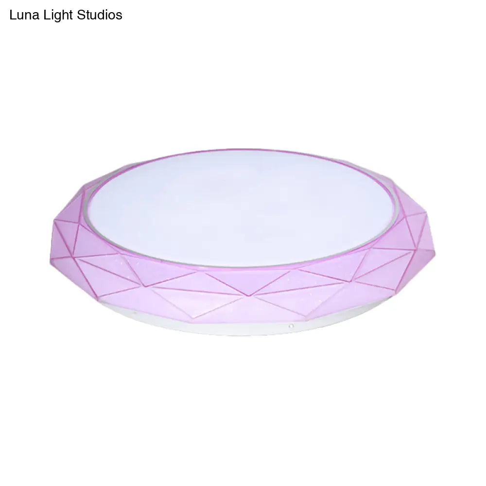 Nordic Diamond Flush Ceiling Light With Led 16’/19.5’ Diameter In White/Pink/Blue Shades