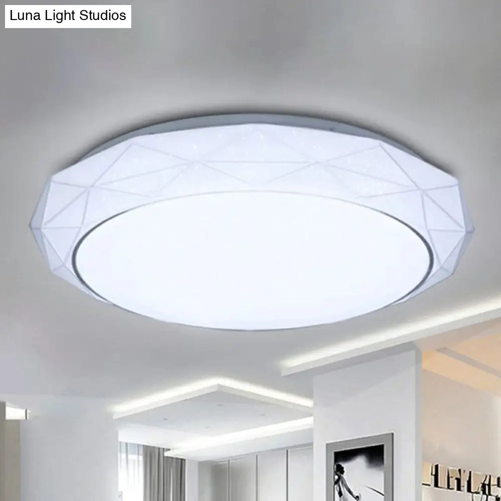 Nordic Diamond Flush Ceiling Light With Led 16’/19.5’ Diameter In White/Pink/Blue Shades