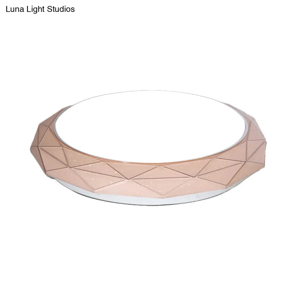 Nordic Diamond Flush Ceiling Light With Led 16’/19.5’ Diameter In White/Pink/Blue Shades