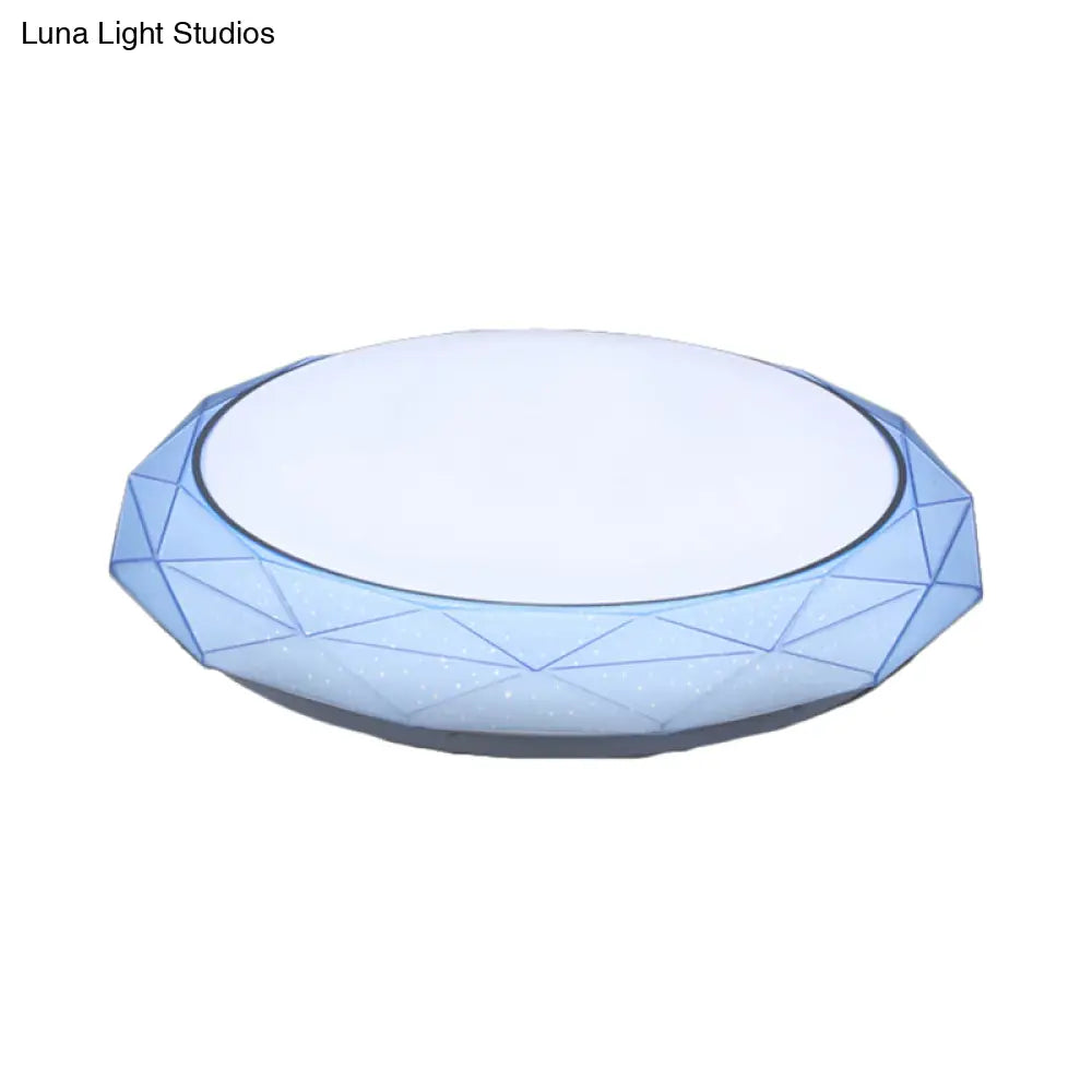 Nordic Diamond Flush Ceiling Light With Led 16’/19.5’ Diameter In White/Pink/Blue Shades