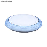 Nordic Diamond Flush Ceiling Light With Led 16’/19.5’ Diameter In White/Pink/Blue Shades