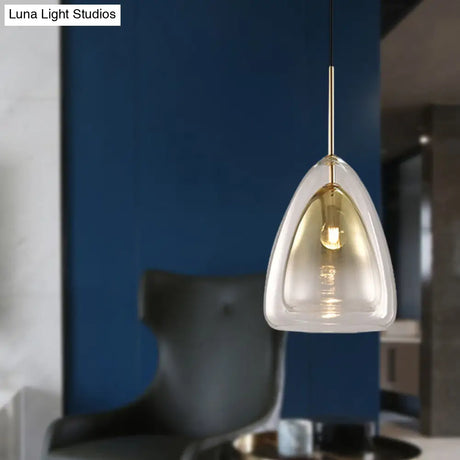 Nordic Double Glass Cone Pendant Light Fixture - 12’’/14’’ Wide Champagne Suspension