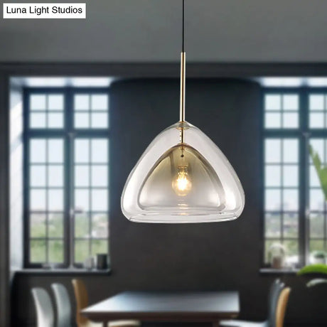 Nordic Double Glass Cone Pendant Light Fixture - 12’’/14’’ Wide Champagne Suspension