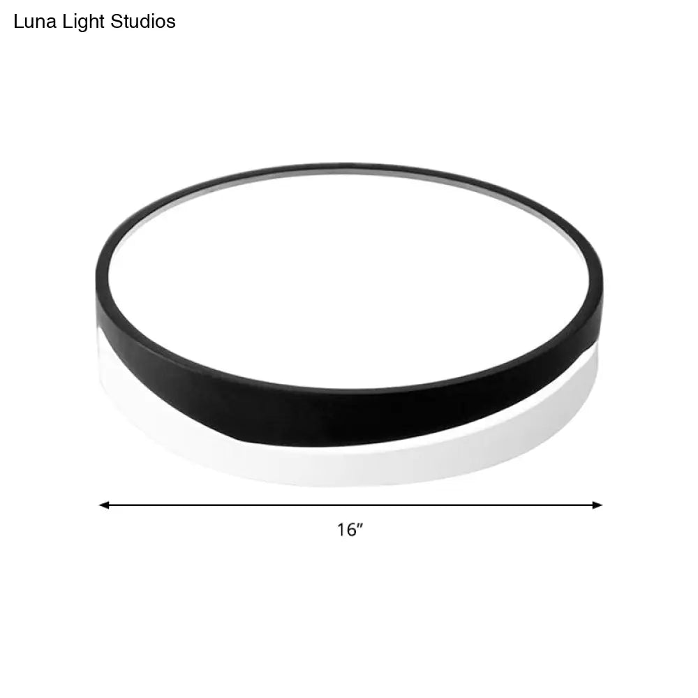 Nordic Drum Ceiling Mounted Led Flush Mount Light 16’/19.5’ Dia With Acrylic Diffuser -