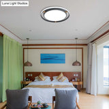 Nordic Dual Circle Led Ceiling Flush Light With Wood Arm - White/Green/Grey Thin Flushmount