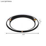 Nordic Dual Circle Led Ceiling Flush Light With Wood Arm - White/Green/Grey Thin Flushmount