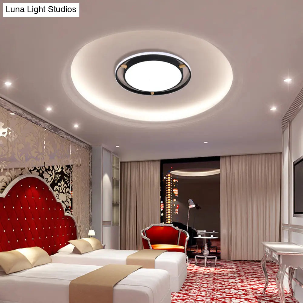 Nordic Dual Circle Led Ceiling Flush Light With Wood Arm - White/Green/Grey Thin Flushmount