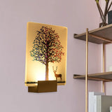 Nordic Elk/Tree Led Wall Sconce In White For Living Room / Tree