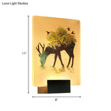 Nordic Elk/Tree Led Wall Sconce In White For Living Room