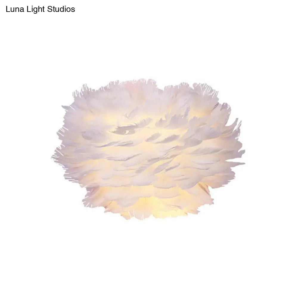 Nordic Feather Hemispherical Wall Sconce Lamp - White 1 Bulb Lighting Solution