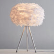 Nordic Feather Sphere Table Lamp With Metallic Tripod - Perfect Nightstand Lighting For Living Room
