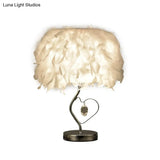 Nordic Feather Table Lamp - Cylindrical Natural Light For Bedroom Or Nightstand