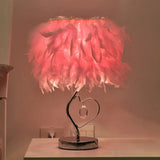 Nordic Feather Table Lamp - Cylindrical Natural Light For Bedroom Or Nightstand Pink / Loving Heart