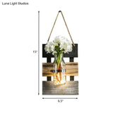 Nordic Flower Accent String Light: Tea Shop Clear Glass Jar Wall Lamp (Pink/White/Yellow)