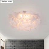 Nordic Flush Mount Led Light With Twist Acrylic Shade For Bedroom In White/Brown - 3 Gear Ceiling